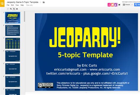 Jeopardy Game 5-Topic Template | Jeopardy template, Jeopardy powerpoint template, Template google