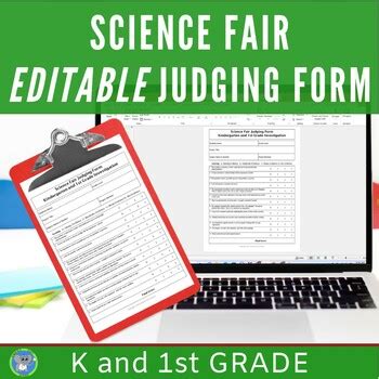 Science Fair Judging Form Rubric | Kindergarten and 1st Grade | EDITABLE