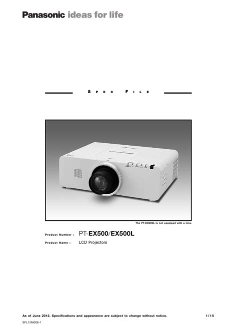 PT-EX500/EX500L Spec File | Manualzz