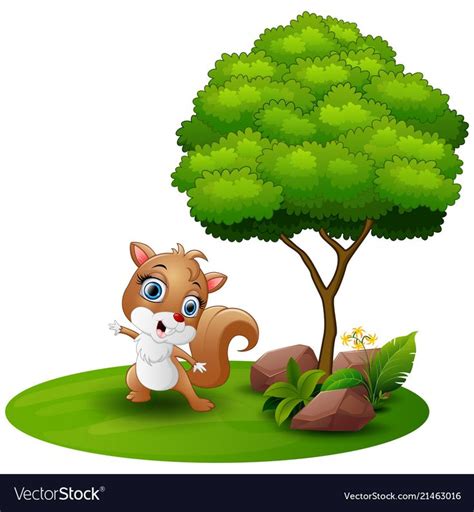 Cartoon squirrel dancing under a tree on a white b | Squirrel, Cartoon ...