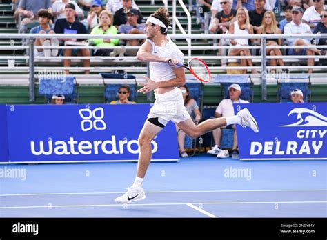 February, 19 - Delray Beach: Taylor Fritz(USA) in action here defeats ...