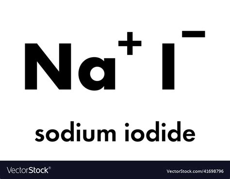 Sodium iodide salt chemical structure skeletal Vector Image