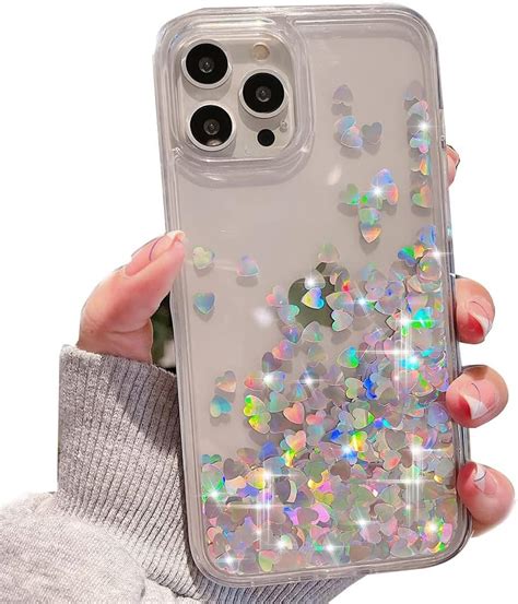 Amazon.com: Changjia for iPhone 15 Pro Max Clear Glitter Case,Bling Moving Liquid Flowing ...