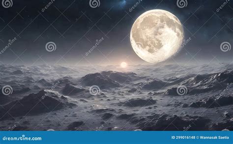 Landscape with full moon stock illustration. Illustration of clouds ...