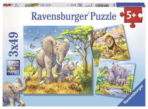 Ravensburger - Wild Animals Puzzle 3x49pc - Jac's Cave of Wonders