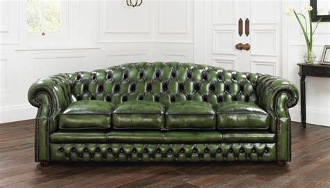 Chesterfield sofa - BUCKINGHAM - distinctive chesterfields - green / leather / 3-seater