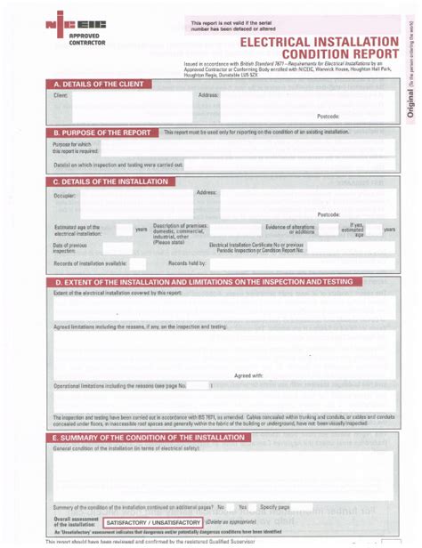 Electrical Installation Test Certificate Template (1) - TEMPLATES ...