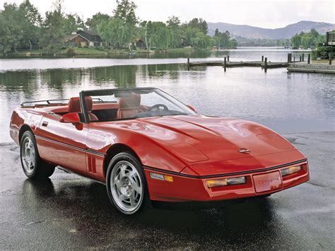 Red convertible Corvette C4 with red leather interior, dream of the early 90s