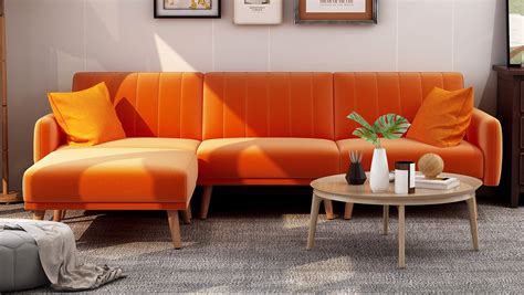 JOMEED L-Shaped Velvet Sectional Sofa Couch, Modern Convertible Sleeper ...