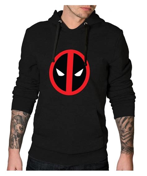 Marvel Comics Deadpool Hoodie - Black Mens Pullover Hooded Sweatshirt ...