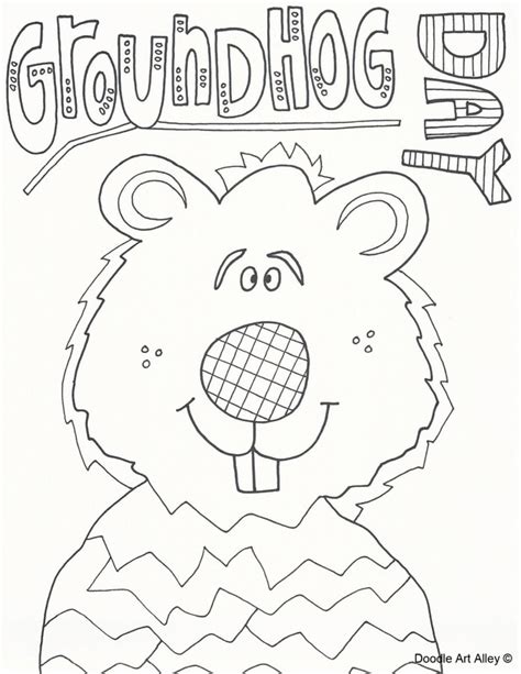 Groundhog Day Coloring Pages - DOODLE ART ALLEY