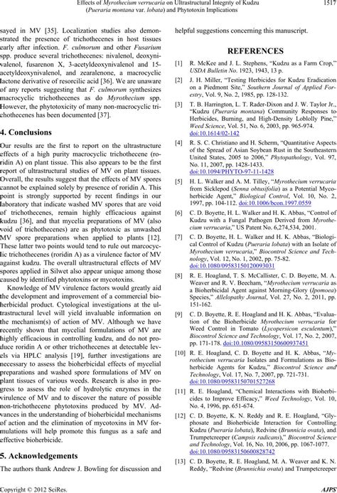 Effects of Myrothecium verrucaria on Ultrastructural Integrity of Kudzu ( Pueraria montana var ...