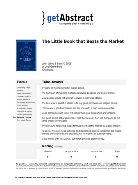 The Little Book That Beats The Market Greenblatt en 6222 | PDF | Stocks ...