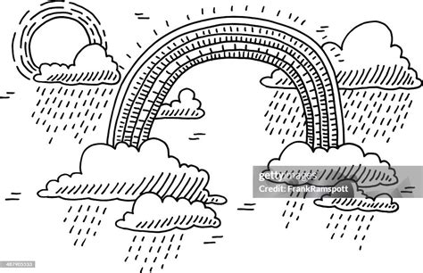 Rainbow Clouds Sun Sky Drawing High-Res Vector Graphic - Getty Images