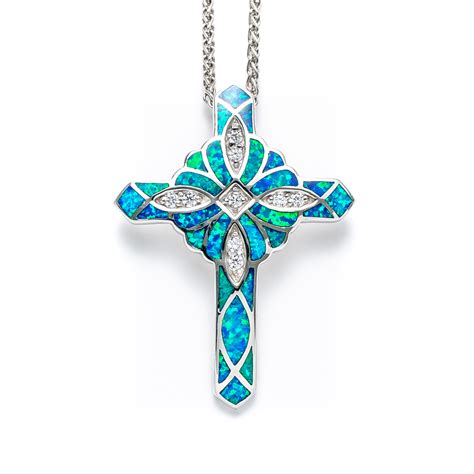 Blue Opal Cross Necklace | Landing Company