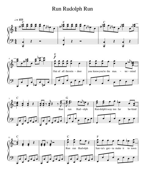 Run Rudolph Run Sheet music for Piano (Solo) | Musescore.com