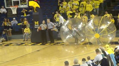 HUMAN HAMSTER BALL RACE(UMICH VS NWSTRN WOMEN BASKETBALL) - YouTube