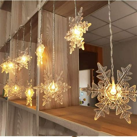 Snowflakes LED Curtain Lights Color Changing Snowflakes Fairy Lights ...