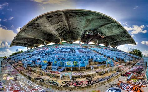 stadium, Abandoned, Building, Graffiti, Miami, USA, Fisheye lens, HDR ...