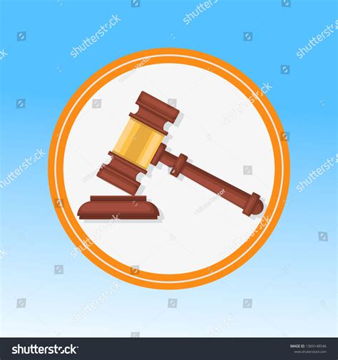 Courtroom Gavel Closeup Flat Vector Illustration Stock Vector (Royalty ...