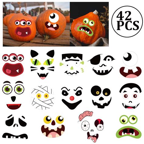 72 Expressions Pumpkin Decorating Stickers Kit Halloween Crafts for Kids - Make Your Own Jack-O ...