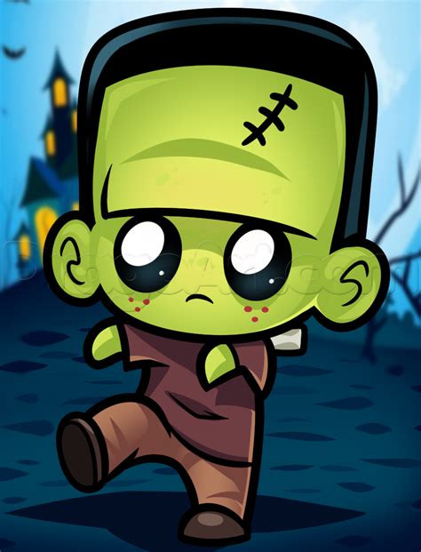 How to Draw Cute Frakenstein, Step by Step, Frankenstein, Monsters, FREE Online Drawing Tutorial ...