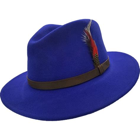 Royal-Blue Wool Felt Classic Fedora Hat - Hatman