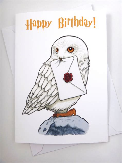 Harry Potter Card Hedwig Card Birthday Card Fun Card | Etsy