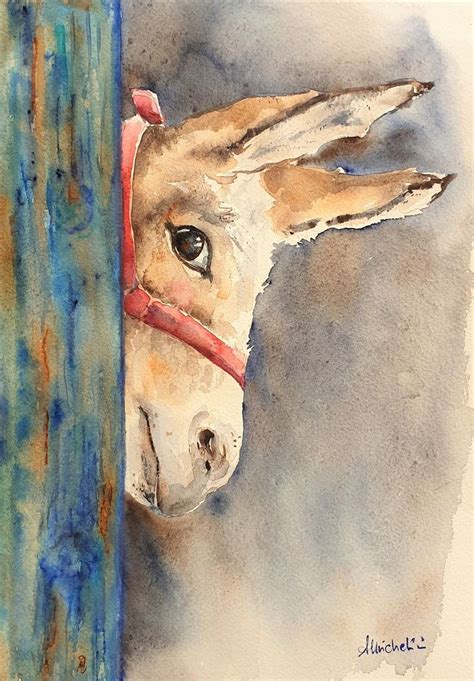 donkey original watercolor painting, donkey face wall art, donkey artwork, hand painted donkey ...