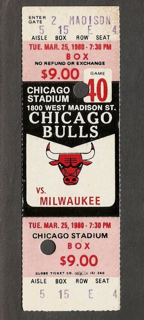 1979-80 Chicago BULLS Milwaukee BUCKS Vintage NBA basketball Ticket ...