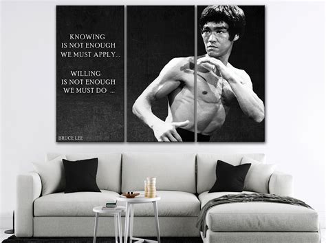 Bruce Lee Wall Art 3 Panels Kung Fu Motivation Canvas Bruce | Etsy