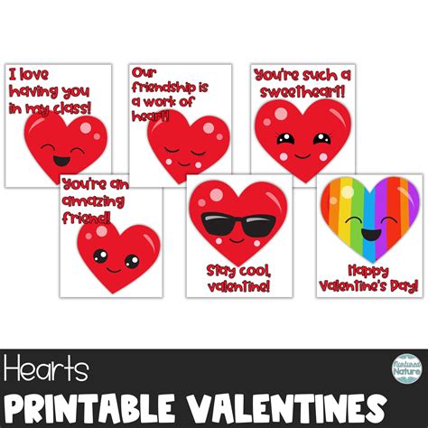 Heart Printable Valentine’s Day Cards for Students Class Exchange ...