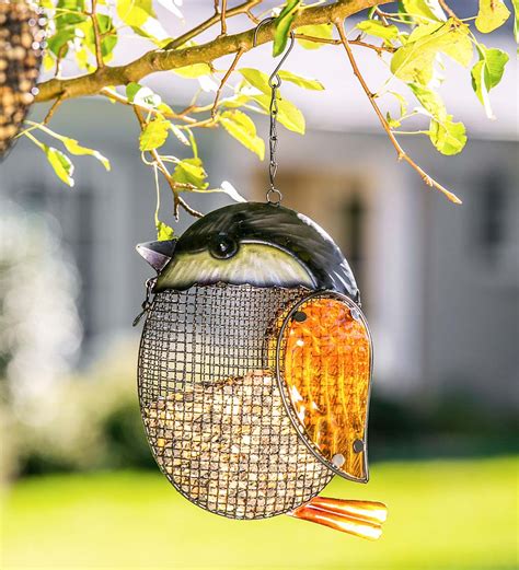 Glass Chickadee Hanging Mesh Bird Feeder | Bird Feeders | Birds and Nature | Yard & Patio | Wind ...