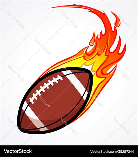 American football gridiron flaming fire fast Vector Image