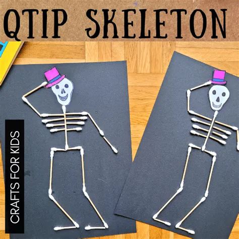 QTip Skeleton craft {Free Skull Template}