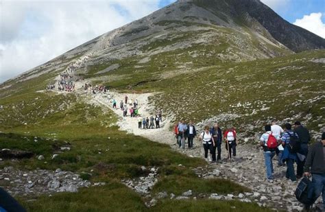 Pilgrims are advised not to climb Croagh Patrick barefoot