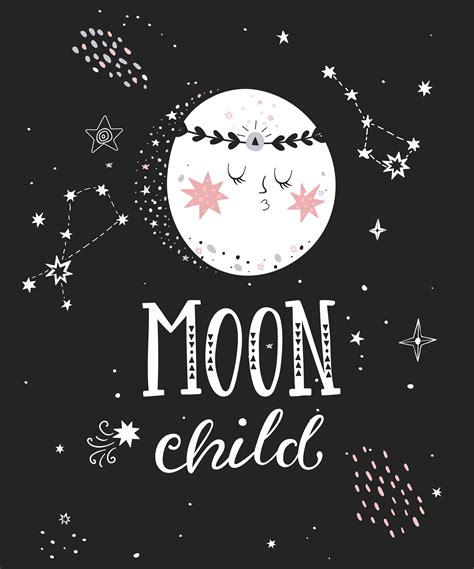 Moon child poster with full moon. 332956 Vector Art at Vecteezy