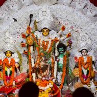 Goddess Durga with traditional look in close up view at a South Kolkata Durga Puja, Durga Puja ...