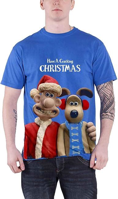 Wallace And Gromit T Shirt Crackin Christmas Official Mens Blue XXL ...