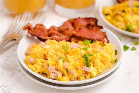 THE BEST HAM & CHEESE SCRAMBLED EGGS - Butter with a Side of Bread