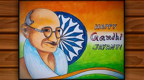 Gandhi jayanti drawing / Gandhiji drawing by oil pastel / Gandhiji ...