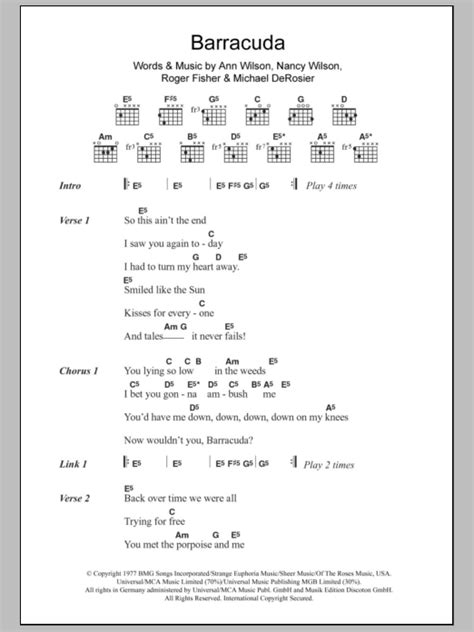 Barracuda by Heart - Guitar Chords/Lyrics - Guitar Instructor