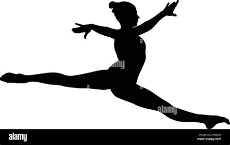 Split jump girl gymnast in competition gymnastics black silhouette Stock Vector Image & Art - Alamy