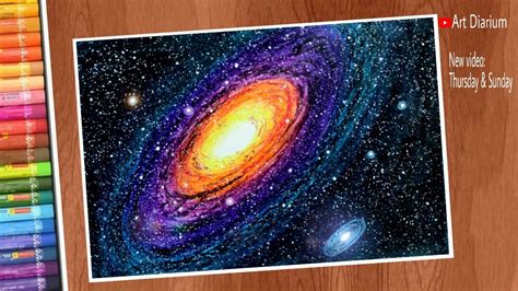 Galaxy Art with Oil Pastels | Andromeda Galaxy drawing Step by step ...