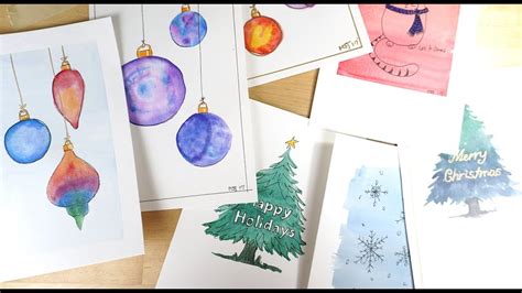 Watercolor Christmas Cards - Wet in Wet Wash Ornaments Tutorial - YouTube