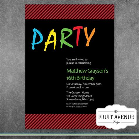 Teenage Boy Birthday Party Invitation Printable - Etsy