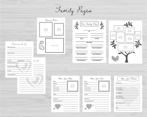 Printable Baby Memory Book Pages Black & White Instant Download 87 Pages - Etsy