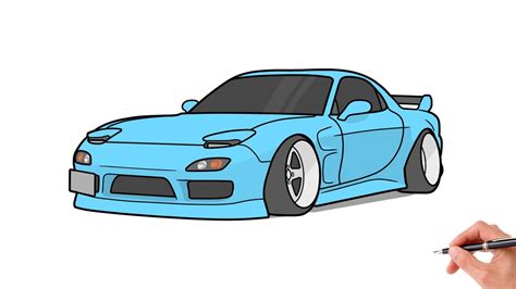 How to draw a MAZDA RX-7 / drawing mazda rx7 1992 car - YouTube