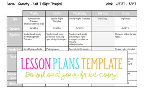 Grab your free copy of a simple weekly Google Docs lesson plans template for middle… | Lesson ...