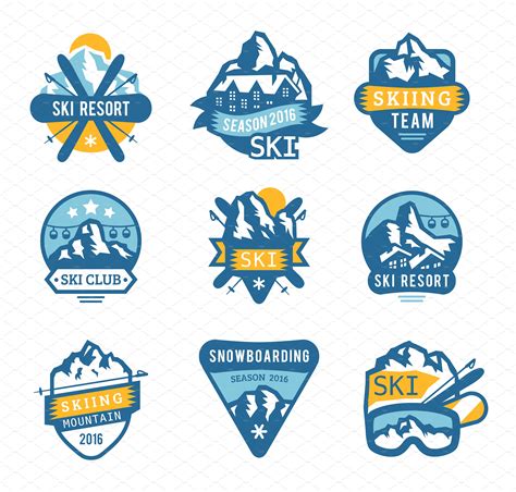 Ski resort logo emblems vector | Illustrations ~ Creative Market